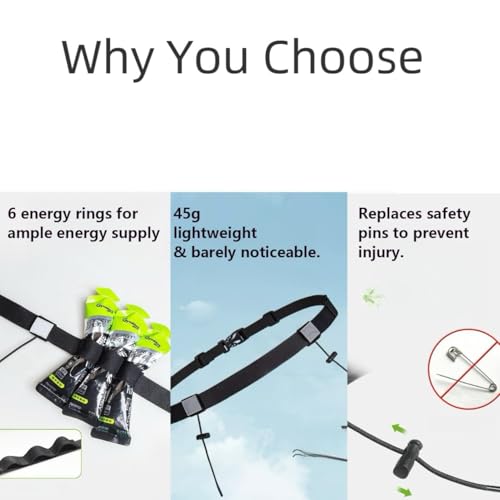 Cinturón con respaldo ajustable con 6 hebillas de gel – ideal para mantener tu respaldo de carreras segura en maratones, triatlones y eventos deportivos - imagen 5