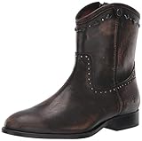 FRYE Women's Melissa Button Multi Stud Short Ankle Boot, Dark Brown, 5.5 M US