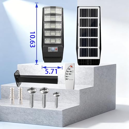 Solar Outdoor Light 1 Pack, 135 LED 6500K Dusk to Dawn Solar Powered Street Light IP65 Waterproof Motion Sensor Security Flood Light with Remote Control Smart Light for Patio Barn Yard Garage (2 PACK) — view 4