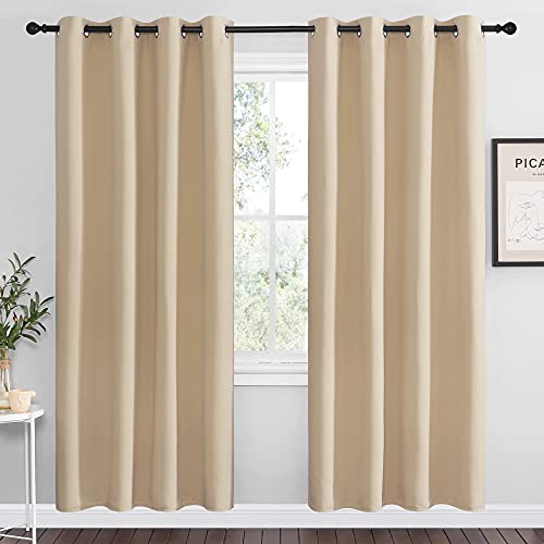 NICETOWN Blackout Draperies Curtains Panels - Window Treatment Thermal Insulated Solid Grommet Blackout Curtains/Panels/Drapes for Bedroom (Set of 2 P