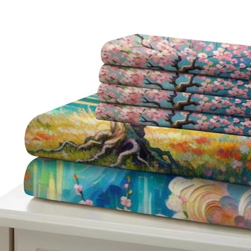 Parure de lit fleur de pêche 3D housse de couette microfibre 200x200 - 6