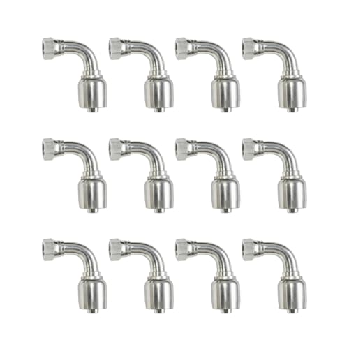 Luckstar 12-Pack 90° Hydraulic Hose Fitting, 3/8" Hose x 3/8" JIC 37° Female 90° Elbow, High-Strength Carbon Steel Crimp Fitting for Industrial Use