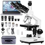 SWIFT SW320T Trinocular Microscope 40X-5000X,Professional Lab Compound Microscope with 2MP Camera, Carrying Case, Phone Holder & Experiment Accessories - Metal Body for Adults & Students