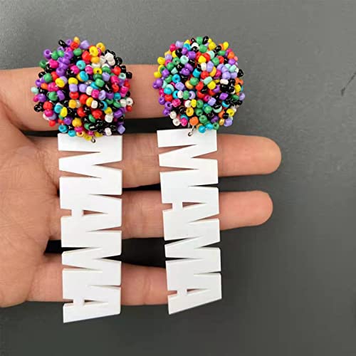 Colorful Mama Earrings Mothers Day Drop Earrings Birthday Holiday Jewelry Gift Mama Dangle Letter Earrings Mother’s Day Gift For Mom Grandmother From Daughter (A) #TOP4