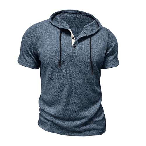 Men's Short Sleeve Hoodie Fashion Athletic Workout Gym Pullover Hooded Shirt Button Muscle Fit Summer Sweatshirt Lightweight Hip Hop Running Boxing Hiking Sport Hoodys Shirts - Image 6