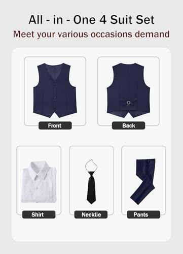 Image of YuanLu Boys Suit Dress Clothes Ring Bearer Outfit Homecoming Dresses Boy Vest and Pants Set for Kids Wedding Tuxedo Suits