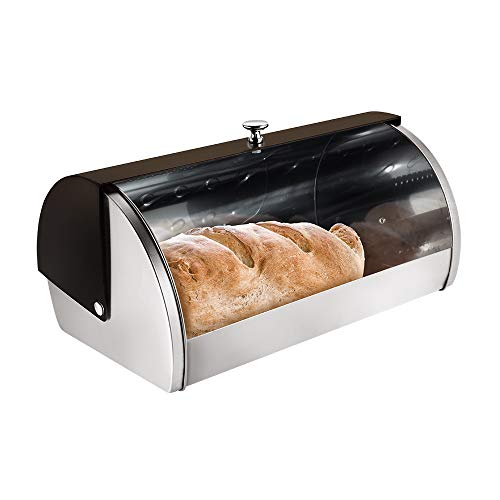 Berlinger Haus Stainless Steel Bread Box For Kitchen Countertop, Compact Bread Storage Container, Modern Bread Bin With Metal Door, Stylish Bread Loaf Holder, Black #TOP1