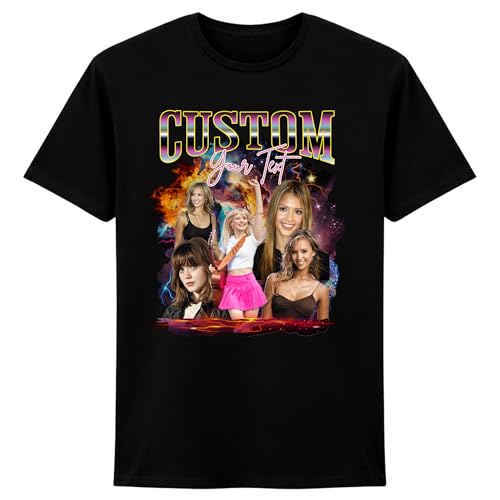 Be Buz Personalized Bootleg Rap t-Shirt, Retro 90s Style Graphic Tee – Custom Bootleg T-Shirt for Men, Women – Personalised Face Photo Shirt Black