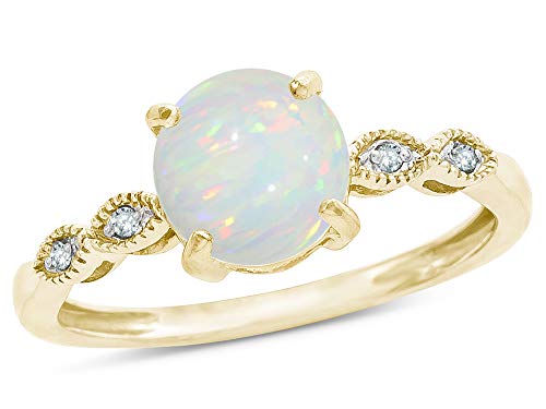Star K Round 7mm Genuine Opal Vintage Antique Look Engagement