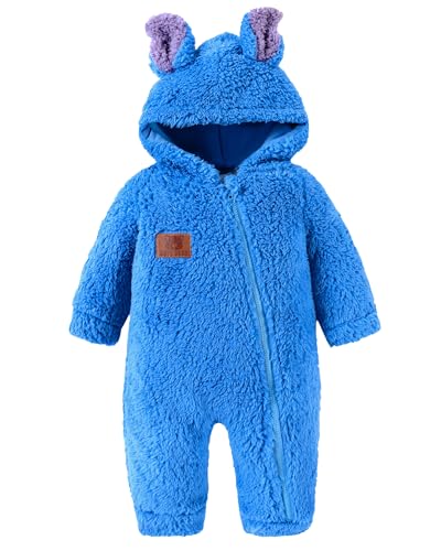 Image of Redair Baby Winter Clothes Baby Onesie Plush Hooded Newborn Outfit Infant Costume for Newborn Boys Girls 0-18 Months