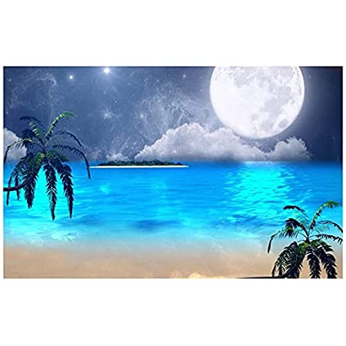 Diamond Painting Plage de la Lune Grand Format 40x100cm pour Décoration Murale Salon et Chambre
