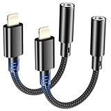 bakibo 2 Stück Adapter Lightning auf Klinke, [MFi Zertifizierung] 3,5mm Kopfhöreranschluss Klinke auf Lightning DAC (Keine Telefonfunktion) Aux Kopfhörer Adapter für iPhone 14/13/12/11/Pad, Schwarz