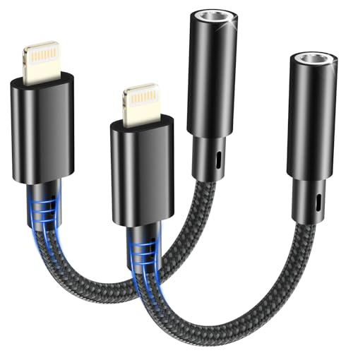 bakibo Lot de 2 Adaptateur Lightning Jack 3,5 mm, [Certifié MFi] Adaptateur Jack i Phone HiFi Aux Dongle DAC (Pas de Fonction Appel) Adapter Ecouteur...