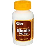 Rugby Timed Release Niacin 500 Milligrams, 100 Tablets