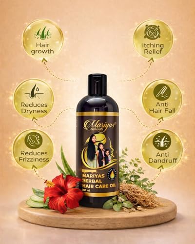 Image of Mariyas Herbal Hair Growth Oil for Women & Men | Hibiscus, Bhringraj, Amla, Neem | Handmade Natural Hair Care Oil |200ml