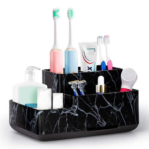 Soporte Cepillo de Dientes, Limpieza Extraíble Porta Cepillo de Dientes,Almacenamiento Multifuncional para Pasta de Dientes, Afeitadora, Productos para el Cuidado de la Piel,Negro