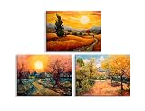 cuadros oleo faciles de pintar 1. Dimensiones: El tamaño de cada impresión sobre lienzo es: Largo x ancho = 40x30cm, hay 3 en total.