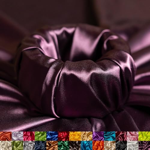 Ice Fabrics Stretch Charmeuse Satin Fabric by The Yard - 58/60” Wide Silky & Smooth Charmeuse Fabric by The Yard for Sewing Apparel, Dresses, Night Gowns, Tablecloths & More - Plum - 5Yards -  Charmeuse-Plum-5Y