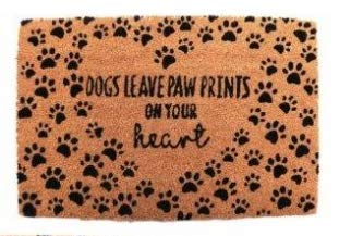 HomeZone Natural Coir 40x60cm DOGS Door Mat Non Slip Mats Indoor Outdoor Paw Prints Novelty Heavy Duty Absorbent Pet Entrance Hallway Home Decor (Dogs Leave Paw Prints)
