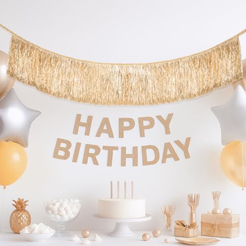 G2PLUS 2m Champagne Gold Fringe Garland, 20cm Sparkly Tinsel Fringing, Glitter Tinsel Garland, Shiny Backdrop Party Streamers for Birthday Wedding Prom Decoration - Image 7