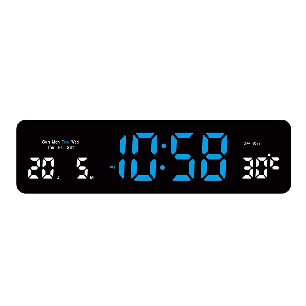 Hndhbfgrt Wall Clock LED Electronic Clock USB Powered TEMP Week Dimmer Table Clock 12/24H Electronic LED Alarm