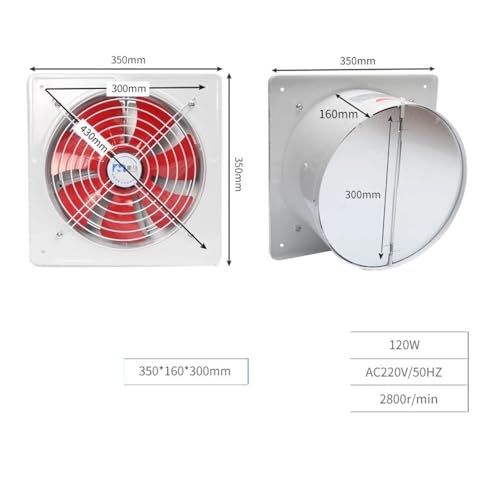Ventilador de ventilación 35 x 35 cm para cocina y baño con montaje en pared, ventilador de extracción fuerte para ventana miniatura 2