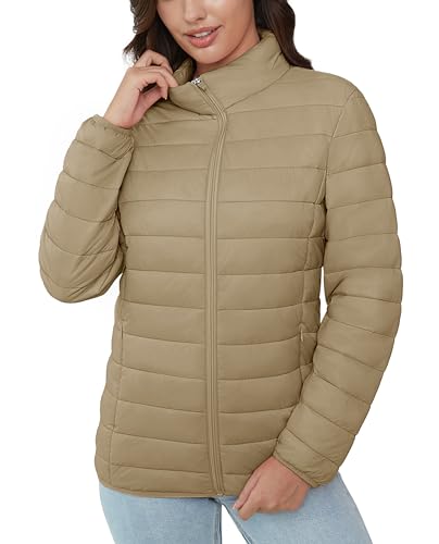 image for MAGCOMSEN Womens Ultra-light Full-Zip Puffer Padded Jackets Winter Sta