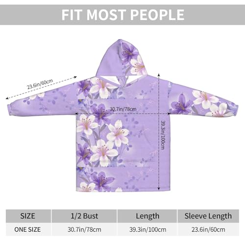 Sweat à capuche couverture unisexe en flanelle violette à manches - 6
