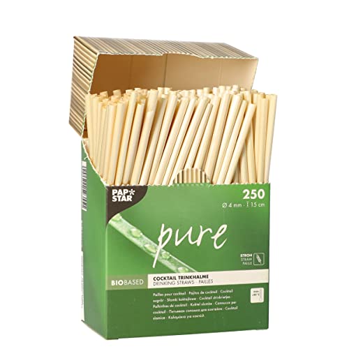 Papstar 88482 Pure Lot de 250 pailles 15 cm de long 4 mm de diamètre