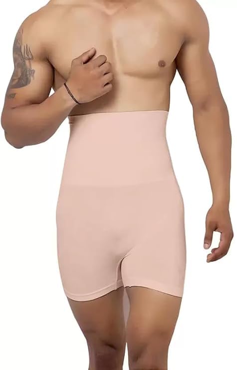 apophis Tummy Tucker Mens High Waist Shapewear with Anti Rolling Strip Tummy Control Panties (Free-Size Fits 32-36 Waist Size) Beige-picture-27