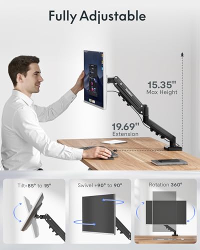 Image of FLEXISPOT EN2 48''x24''' Standing Desk with Monitor Mount Bundle, One-Piece Desktop, Fully Adjustable Single Monitor Arm with Cable Management, Bundle for Home Office, Gaming & Study, Maple
