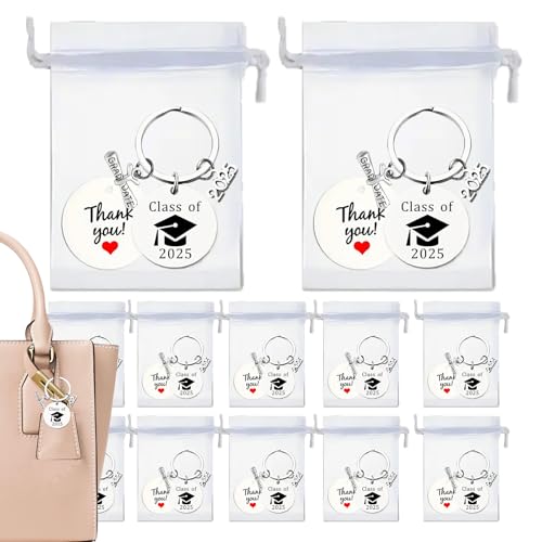 Jvjggag Class of 2025 Keychain, Graduation Keepsake Gift, Inspirational Congrats Keyring, pressure Alloy, Celebration & Memory Collection, Students & Seniors, 12 Pieces