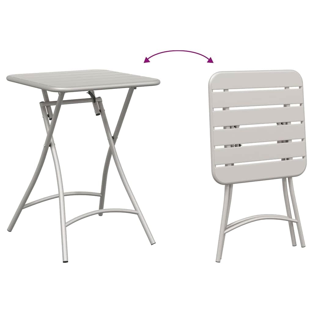 Stolik bistro beżowy, 55 x 55 x 72,5 cm, wykonany ze stali malowanej proszkowo, składany, do ogrodu, na taras, balkon, kemping, piknik, do użytku na świeżym powietrzu