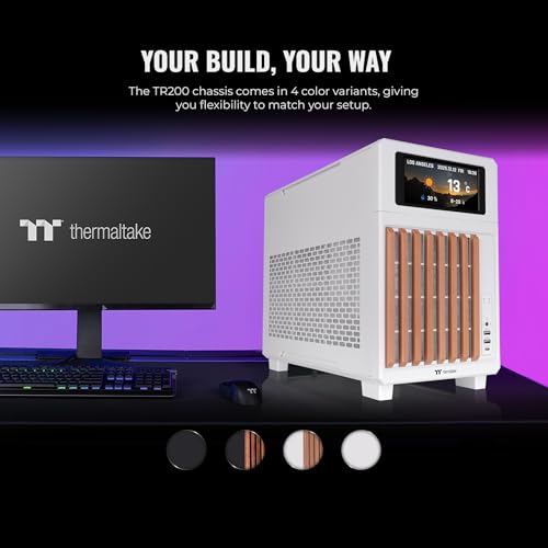 Image of Thermaltake TR200 WS; Preinstalled 6.0 Inch LCD Screen; Micro Chassis; Wood Front Trim; mATX /mITX Support; 360mm Radiator Support; 365mm GPU Clearance; 5.25 inch Bay Support; Snow; CA-11L-00S6NN-W1