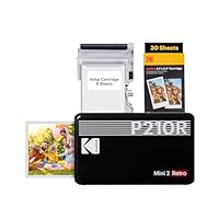 KODAK Mini 2 Retro Regalo di Natale 4PASS Stampante Fotografica Portatile (5.3x8.6cm) + Pacchetto con 38 Fogli, Nero