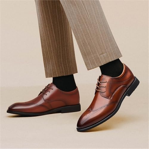 Men's Elevator Leather Brogue Dress Shoes Black Autumn Winter Business Formal Casual British Style Soft Sole Wedding Dad Lace up2