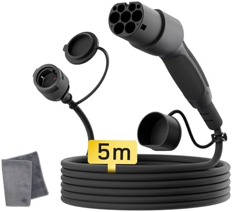 dé Typ 2 Schuko Adapter 16A 5m, Adapter Typ 2 auf Schuko | Typ2 auf Schuko Adapter für 230V Ladegeräte, IP55, für E-Bike, E-Scooter und Motorrad, nicht für V2L