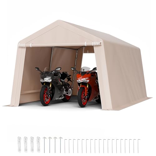 VEVOR Abri de Jardin, 305x458 cm, Tente de Rangement, avec Double Porte à Fermeture Éclair Enroulable, Abri de Stockage Portable Robuste, Garage Extérieur pour Motos,...