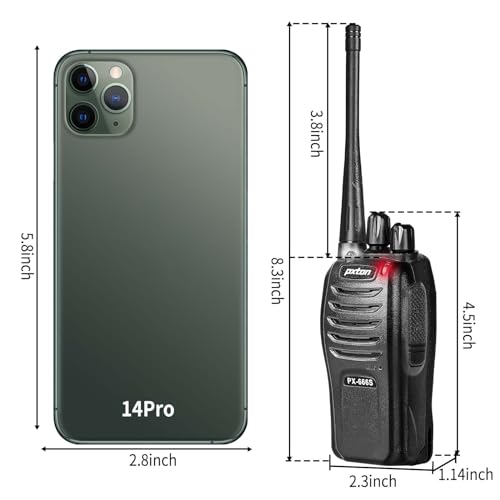 pxton 666S walkie talkies Long Range Rechargeable for Adults with Headphones and Li-ion Battery,2 Way radios has VOX/Noise Reduction/TOT/Flashlight/Monitoring/Scan Function(4 Pack)
