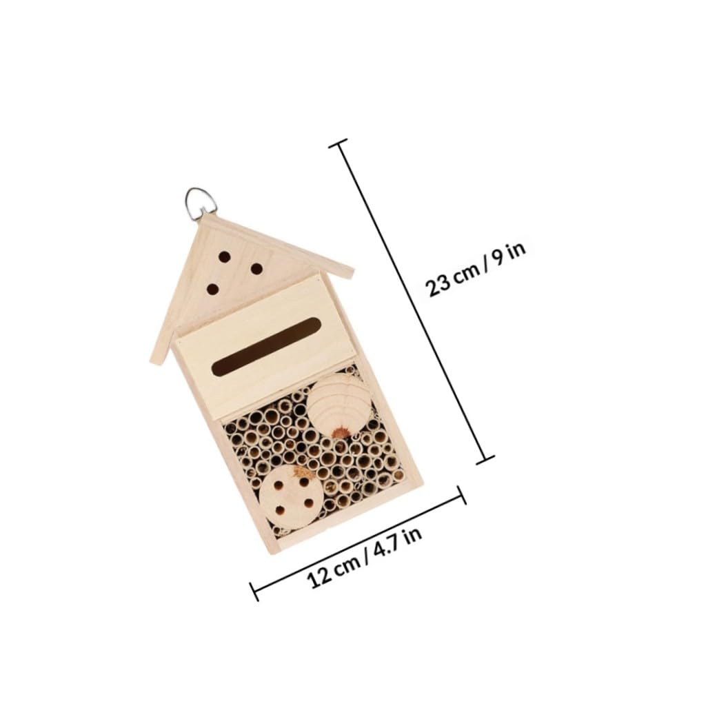 FOMIYES 2 Stück Insektenhaus Bienenhaus aus Feuchtigkeitsbeständigem Holz Garten Dekoration und Nisthilfe zum Aufhängen Wildbienenhotel für Garten und Terrasse (12x7x23cm 19x4x35 cm)