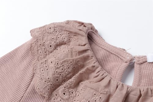 Mud Kingdom Girls Peter Pan Collar T-Shirts Long Sleeve Solid Lace Crewneck Tee Casual4