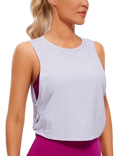 Image of CRZ YOGA Pima Cotton Dropped Armhole Tank | Workout, Naturally Soft, Loose Fit, Crop, Crewneck, Knotted Sides, Sleeveless Tops for Women