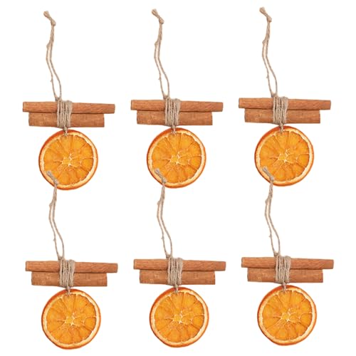 6 guirnaldas de naranja seca para decoración navideña, guirnalda de naranja con ramas de canela para repisas de árboles de Navidad, fiestas, decoración de porche, decoraciones de fiesta de o