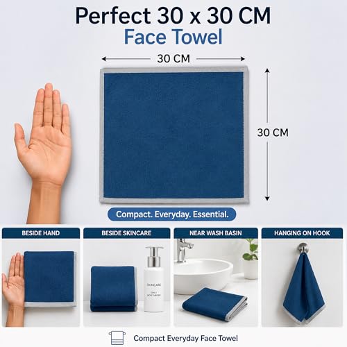 Image of Divine Casa 500 GSM Cotton Face Towel Set of 4 | 30 x 30 CM Yellow Ultra Soft Absorbent Cotton Face Towels | Quick Dry Washcloths