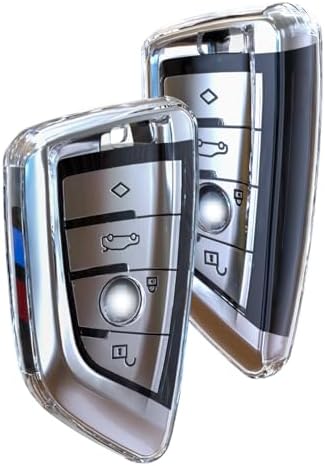 IUIU for BMW Key Fob Cover Clear 2 Pack, Premium Soft TPU Full Protection Fob Case Shell Compatible with BMW 1 2 3 5 6 Series, X1 X2 X3 X5 X6 X7 image 2