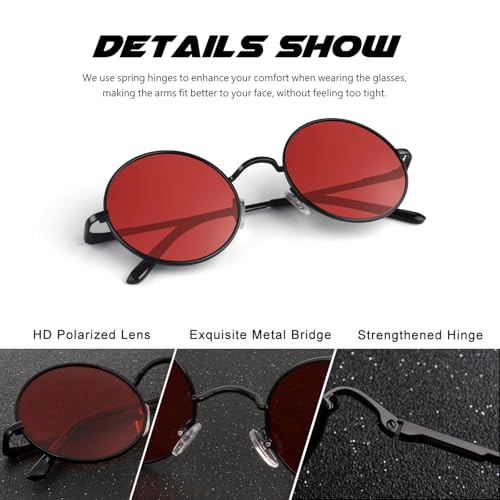 Image of CGID Retro Round Polarized Sunglasses Mens Womens Circle Metal Hippie Shades UV400 Protection E01