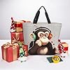 RTSTNMBD Music Monkey Tote Bag for Women Grocery Bag Reusable Aesthetic Shopping Bags Beach Handbag #5