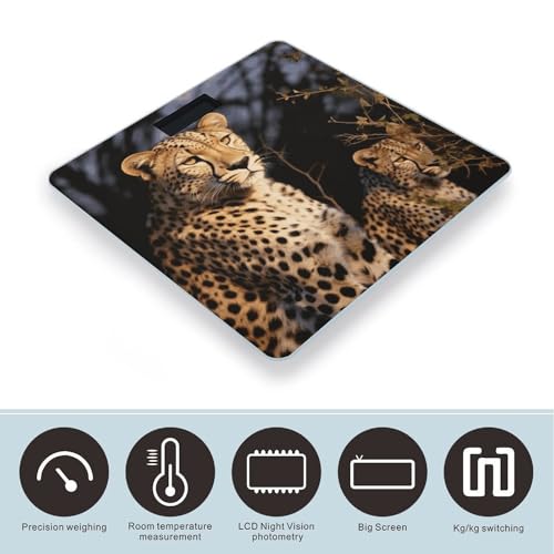 Báscula digital de vidrio templado con diseño leopardo miniatura 3