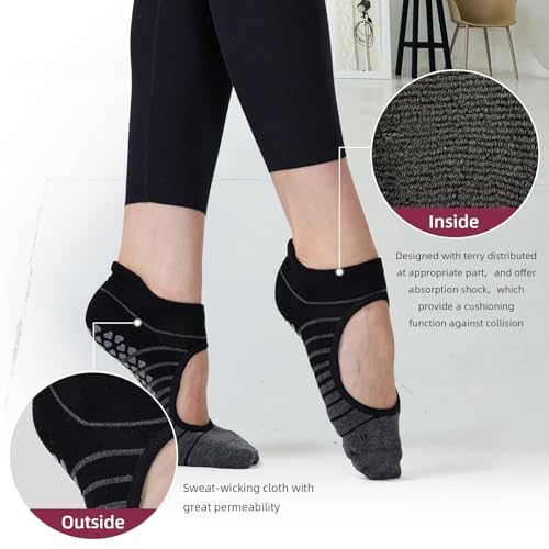 Anti-Slip Yoga Socks for Women, 4 Pairs Stretchy Grip Socks for Pilates, Barre, Dance, and Studio Workouts3