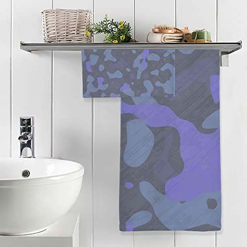 Innewgogo Blue Watercolor Camouflage Cotton Towel Set Bath Towel Hand Towel Set 2 Piece Shower Towels Super Absorbent Beach Towel 100% Cotton Quick Dry Gym Towels For Hotel Beach Gym #TOP4